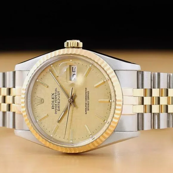 SALE! ROLEX MEN'S 18K CHAMPAGNE FACTORY WATCH - Picture 3 of 7